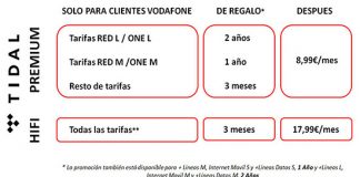 VODAFONE apuesta por ofrecer música de alta calidad: TIDAL según tarifa.