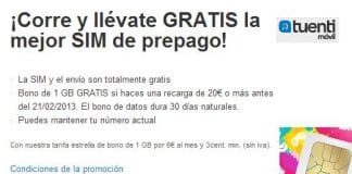 Tuenti regala 50000 sim sin coste de envio y 1GB de trafico al recargar 20€.