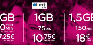 Tuenti iguala la oferta de AMENA sin incluir SMS con red Movistar 6€+IVA 1GB+0ct/min en prepago y contrato.