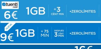 TUENTI disimula la eliminación de su bono de 3GB por 15€ con nuevas tarifas. 3GB costara mínimo ahora 18€.