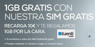 Consigue una SIM de TUENTI con 1GB el primer mes por 10€.