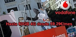 Vodafone apuesta con 4G hasta 60GB al mes a velocidades aceptables para autónomos/empresas.
