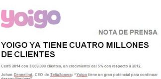 Yoigo declara sus intenciones de futuro en el MWC2014. Leasing de móviles una de sus novedades.
