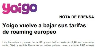 Yoigo reduce los costes de Roaming permitiendo enviar SMS a 8ct, MMS a 25ct.